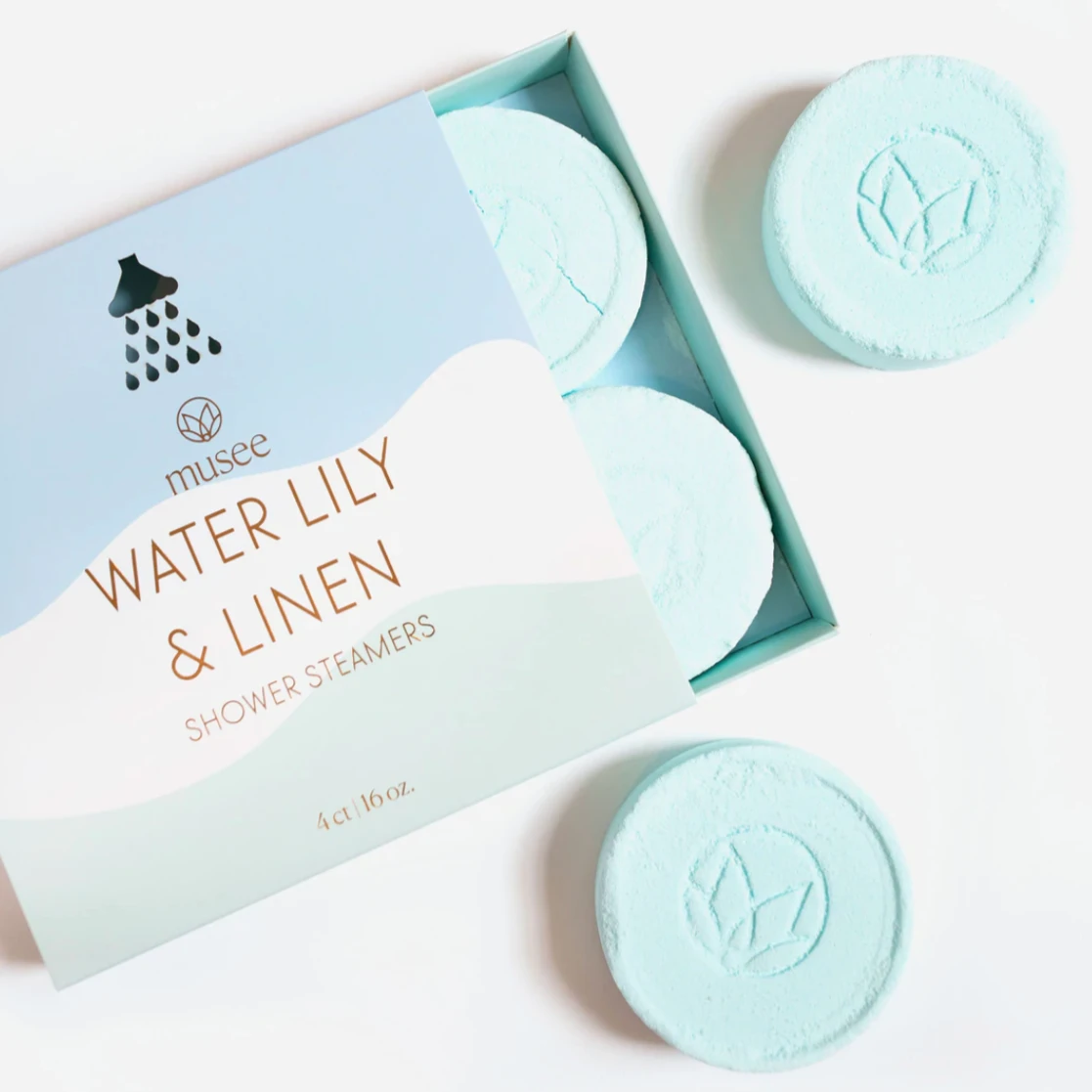 Musee Bath - Shower Steamers - Water Lily & Linen 3 Musee Bath - Shower Steamers - Water Lily & Linen