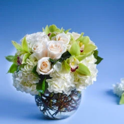 Mixed Whites Roses And Orchids Fishbowl